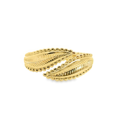 Aime-Toi 18ct Gold Plated Double Leaf Design Ring 54