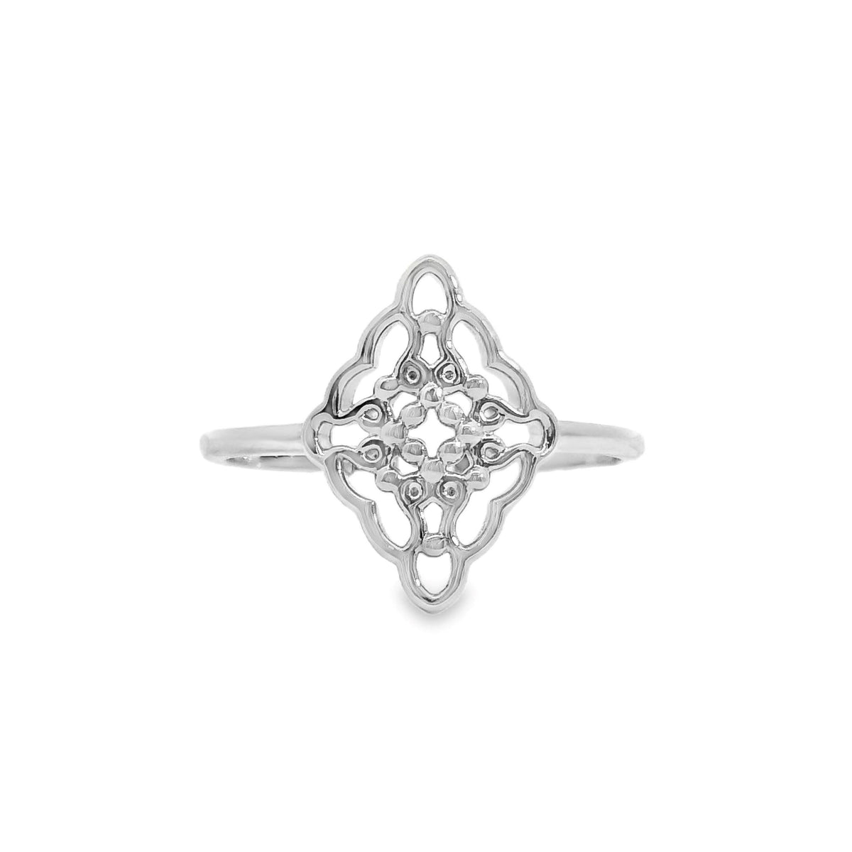 Aime-Toi Sterling Silver Filigree Diamond Shaped Ring 52