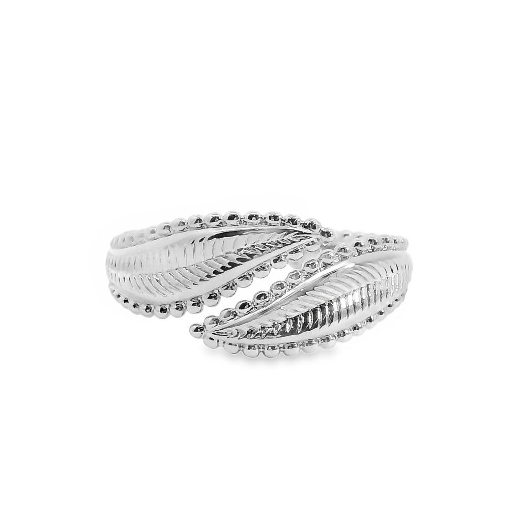 Aime-Toi Sterling Silver Double Leaf Design Ring 52