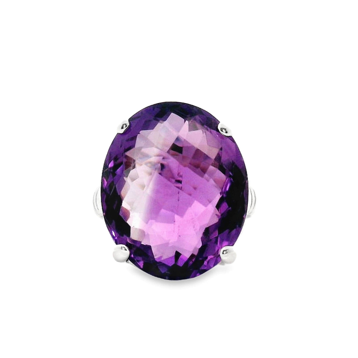 Sterling Silver Large Oval Amethyst Ring