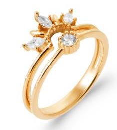 Aime-Toi 18ct Gold Plated Split Band CZ Ring 56