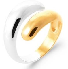 Aime-Toi 18ct Gold Plated Split Band Crossover Ring 56