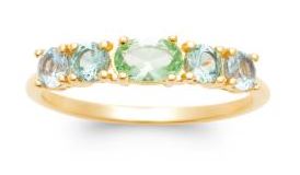 Aime-Toi 18ct Gold Plated Blue & Green Gemstone 5 Stone Ring 56