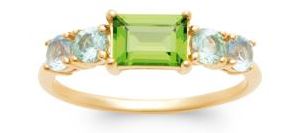 Aime-Toi 18ct Gold Plated Blue & Green Gemstone Claw Set Ring 54