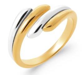 Aime-Toi 18ct Gold Plated Split Band Crossover Ring 52