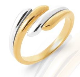 Aime-Toi 18ct Gold Plated Split Band Crossover Ring 56