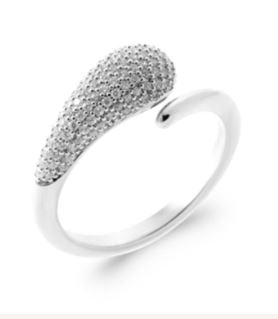 Sterling Silver Teardrop Ring With Cubic Zirconias