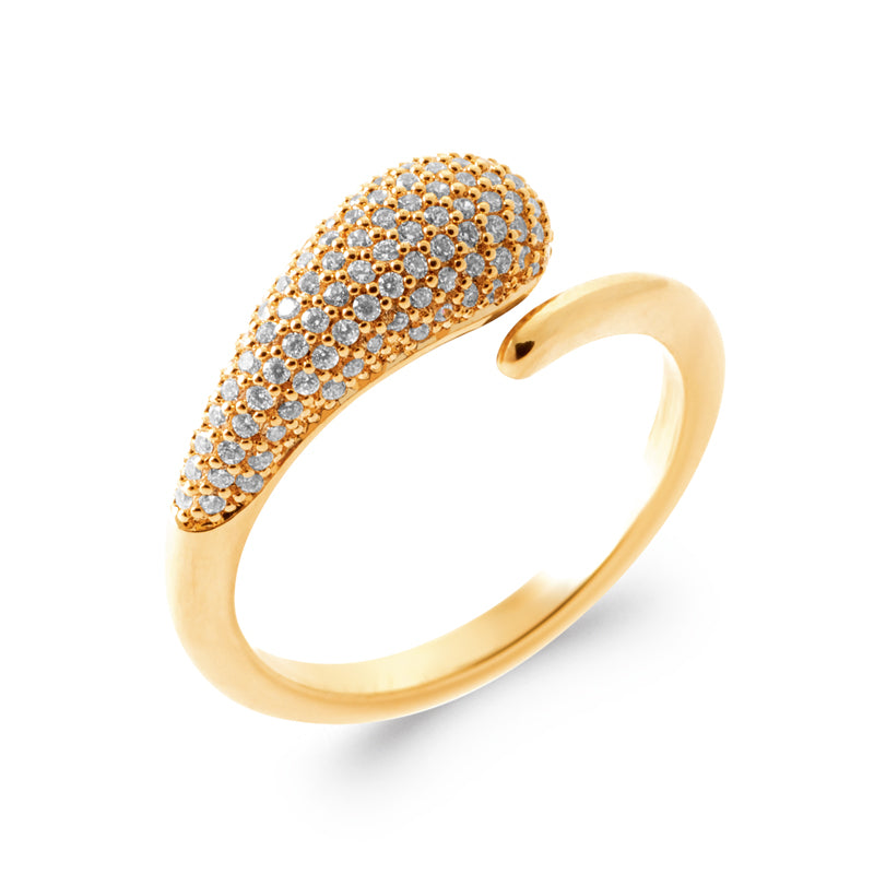 18ct Yellow Gold Plated Teardrop Ring With Cubic Zirconias