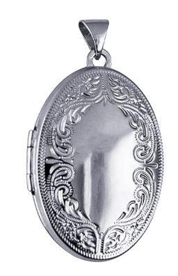 Sterling Silver Engraved Oval Locket
