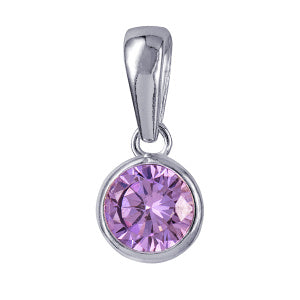 Sterling Silver Bezel Set Birthstone CZ Pendant February