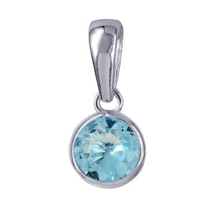 Sterling Silver Bezel Set Birthstone CZ Pendant March