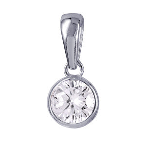 Sterling Silver Bezel Set Birthstone CZ Pendant April