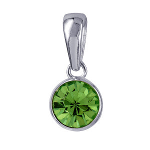 Sterling Silver Bezel Set Birthstone CZ Pendant August