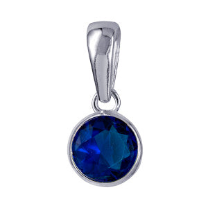Sterling Silver Bezel Set Birthstone CZ Pendant September