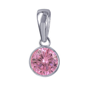 Sterling Silver Bezel Set Birthstone CZ Pendant October