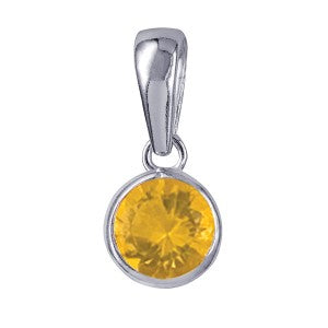 Sterling Silver Bezel Set Birthstone CZ Pendant November