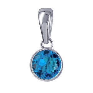 Sterling Silver Bezel Set Birthstone CZ Pendant December
