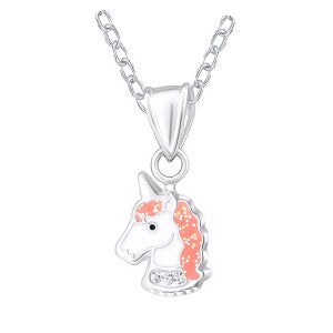 Sterling Silver Enamel Unicorn Necklace 40cm