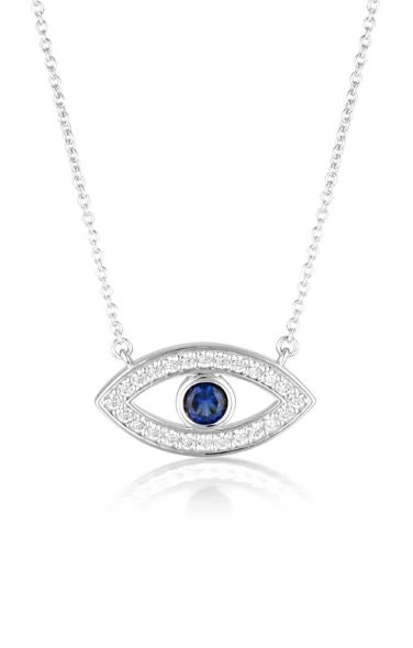 Georgini Rock Star Blue Evil Eye Pendant Silver