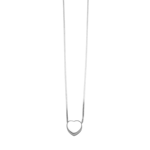 VT BOX CHAIN NECKLACE WITH SLIDING HEART