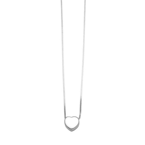 VT BOX CHAIN NECKLACE WITH SLIDING HEART