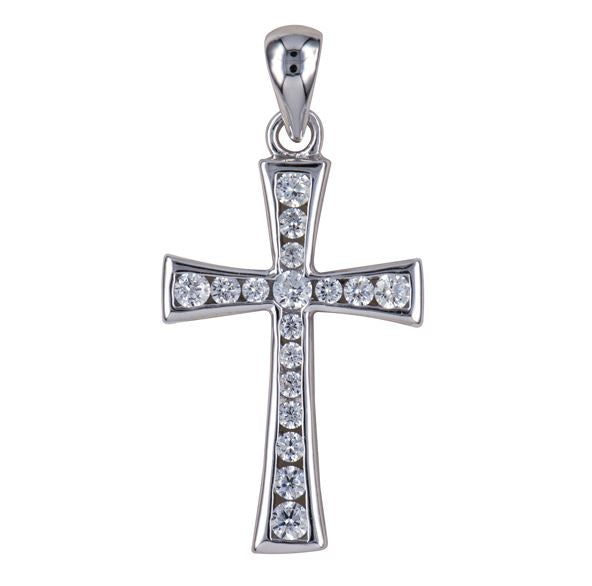 Sterling Silver Cubic Zirconia Set Cross Pendant