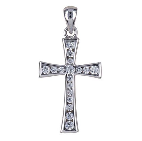 Sterling Silver Cubic Zirconia Set Cross Pendant