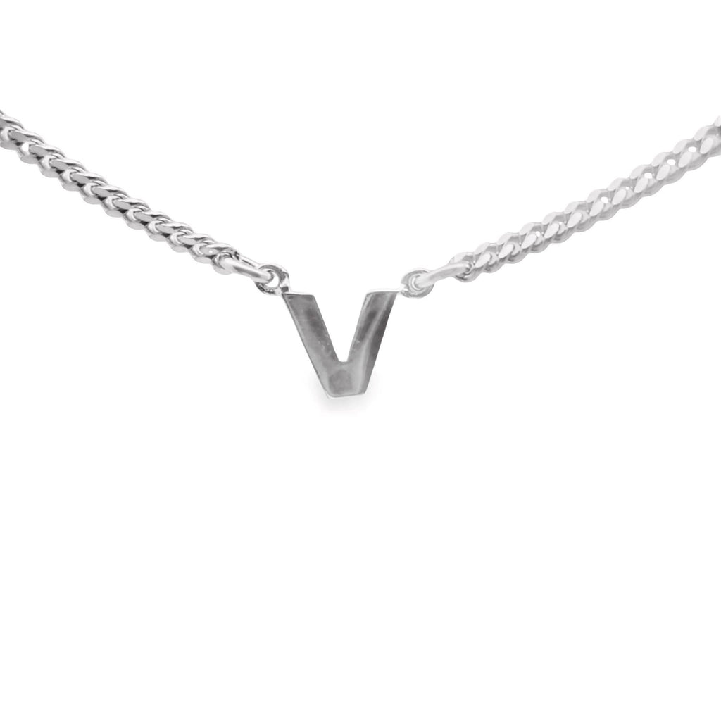 VT DELICATE INITIAL "V" NECKLACE SILVER Duffs Jewellers