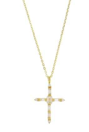 Georgini Gifts Baguette Cross Gold Plated Necklace