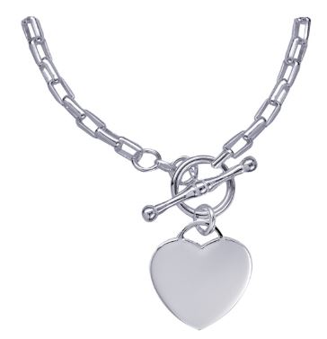Sterling Silver Italian Cable Necklet With T-Bar And Heart