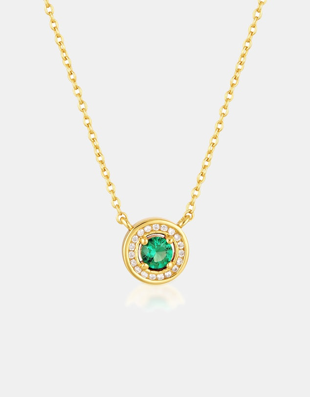 Georgini Milestone Emerald Nano And White CZ Gold Plated Necklace