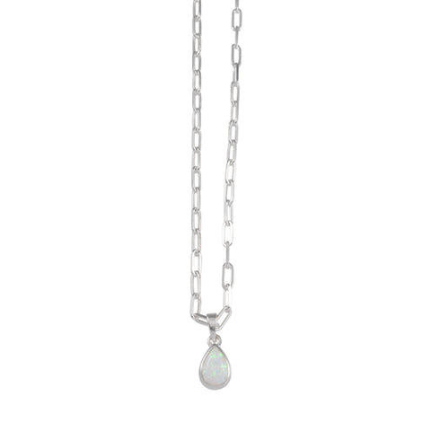 VT CLIP CHAIN NECKLACE WITH PEAR CZELLINE OPAL