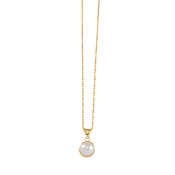 VT FINE BALL CHAIN NECKLACE WITH ROUND PEARL (8MM)