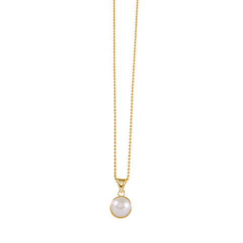VT FINE BALL CHAIN NECKLACE WITH ROUND PEARL (8MM)