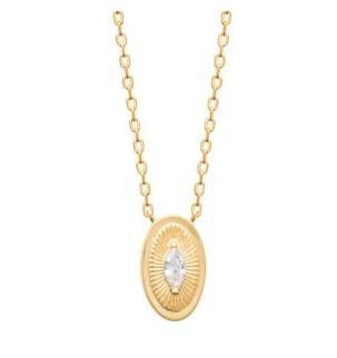 Aime-Toi Cubic Zirconia Oval Textured Necklace