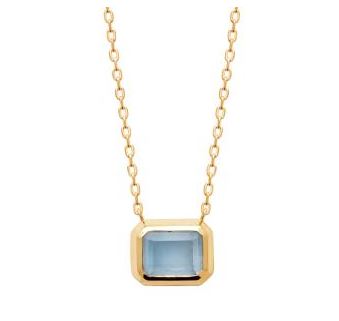Aime-Toi 18ct Gold Plated Bezel Set Synthetic Blue Gemstone Necklace