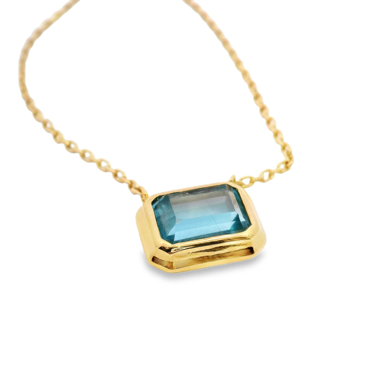 Aime-Toi 18ct Gold Plated Bezel Set Synthetic Blue Gemstone Necklace