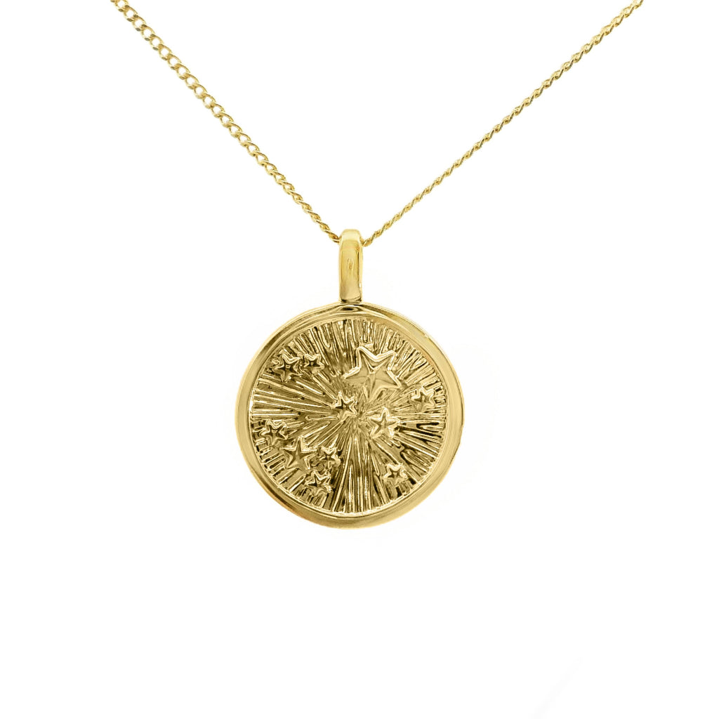 Aime-Toi 18ct Gold Plated Star Textured Disc Pendant