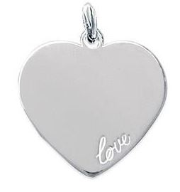 Aime-Toi Sterling Silver Large Heart "Love" Disc Pendant