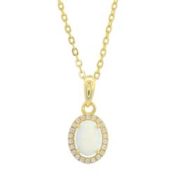 Georgini Opal Glow Blackwattle White Created Opal Pendant Gold