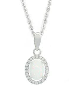 Georgini Opal Glow Blackwattle White Created Opal Pendant Silver
