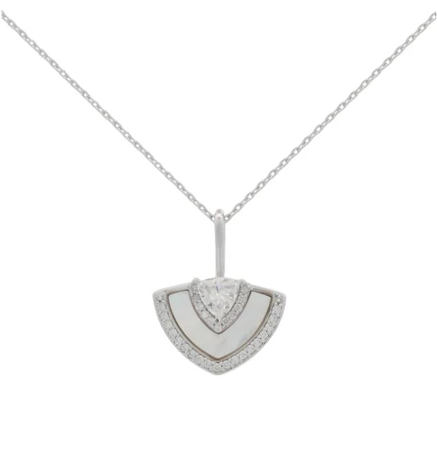 Georgini Chic Noel Mother Of Pearl Fan Pendant Silver