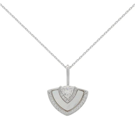 Georgini Chic Noel Mother Of Pearl Fan Pendant Silver