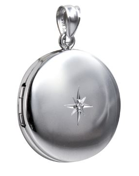 Sterling Silver 20mm Diamond Set Round Locket