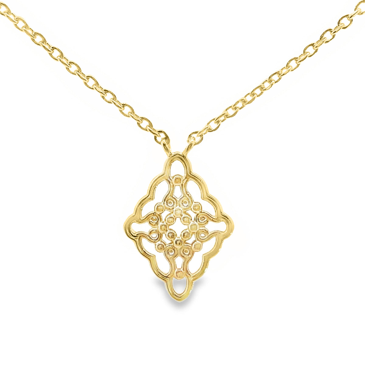Aime-Toi 18ct Gold Plated Filigree Diamond Shaped Necklace