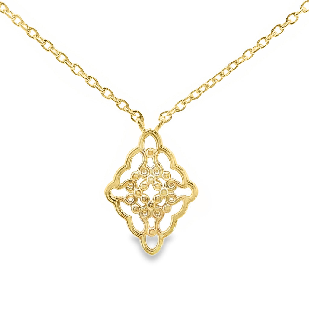 Aime-Toi 18ct Gold Plated Filigree Diamond Shaped Necklace