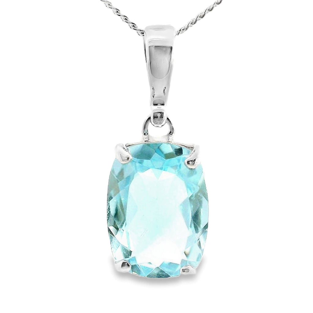 Sterling Silver Oval Blue Topaz Pendant