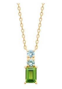 Aime-Toi 18ct Gold Plated Blue & Green Gemstone Drop Necklace