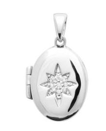 Aime-Toi Sterling Silver CZ Oval Locket