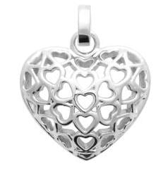 Aime-Toi Sterling Silver Open Heart Filigree Pendant